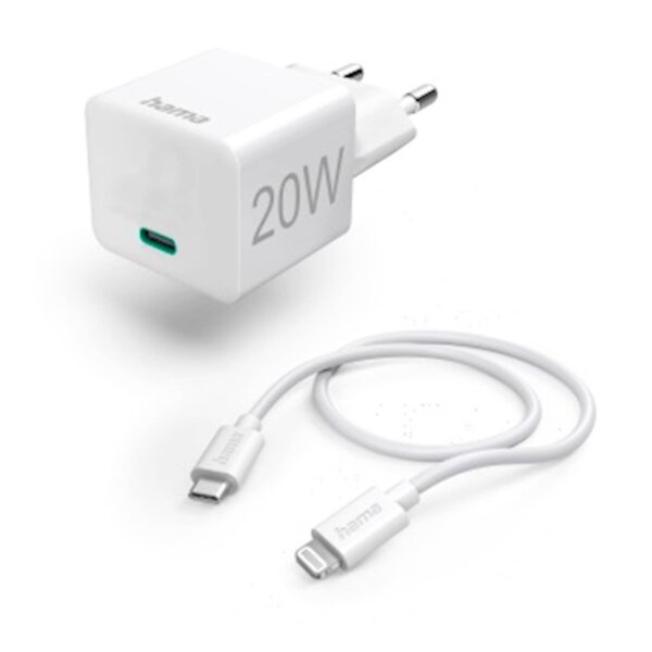 Punjač set HAMA za Iphone, 20W, 1m, bijeli