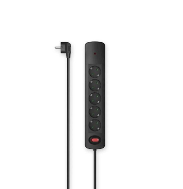 126703.jpg Produžni prenaponski kabal HAMA 5 utičnica 1.5m, prenaponski, sa prekidačem, crni