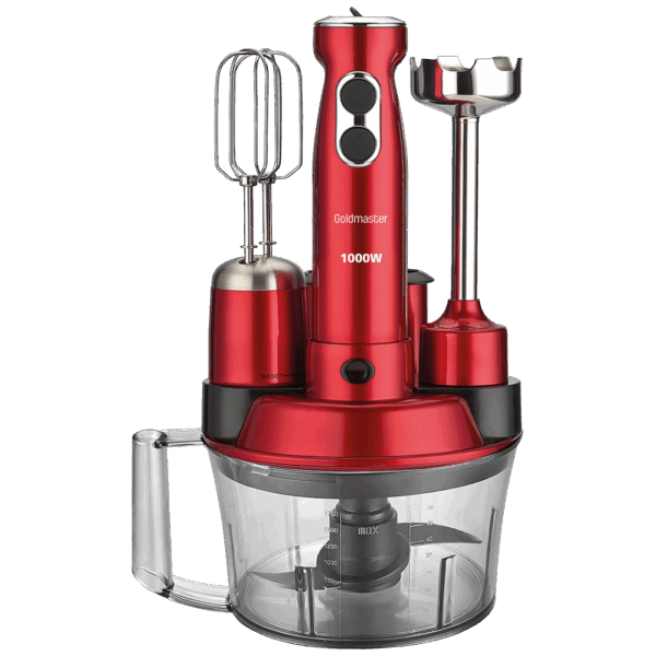 Goldmaster Štapni mikser sa posudom, 5u1, 1000 W, Multipraktik - GM-7239VK Elena Max Dark Red