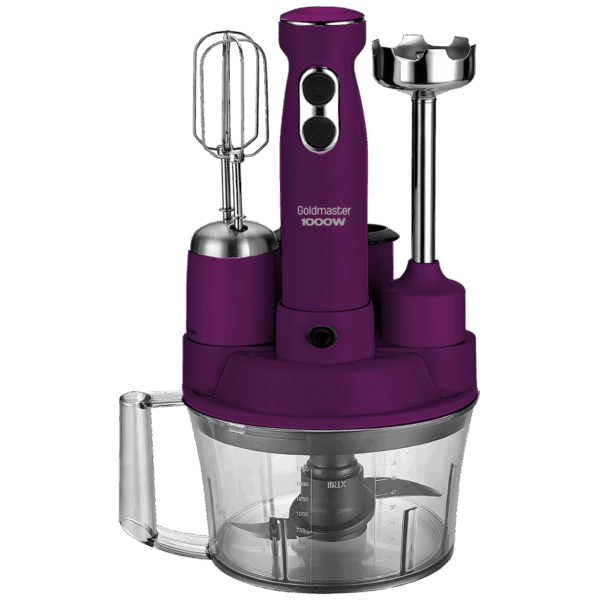 Goldmaster Štapni mikser sa posudom, 5u1, 1000 W, Multipraktik - GM-7239M Elena Max Purple