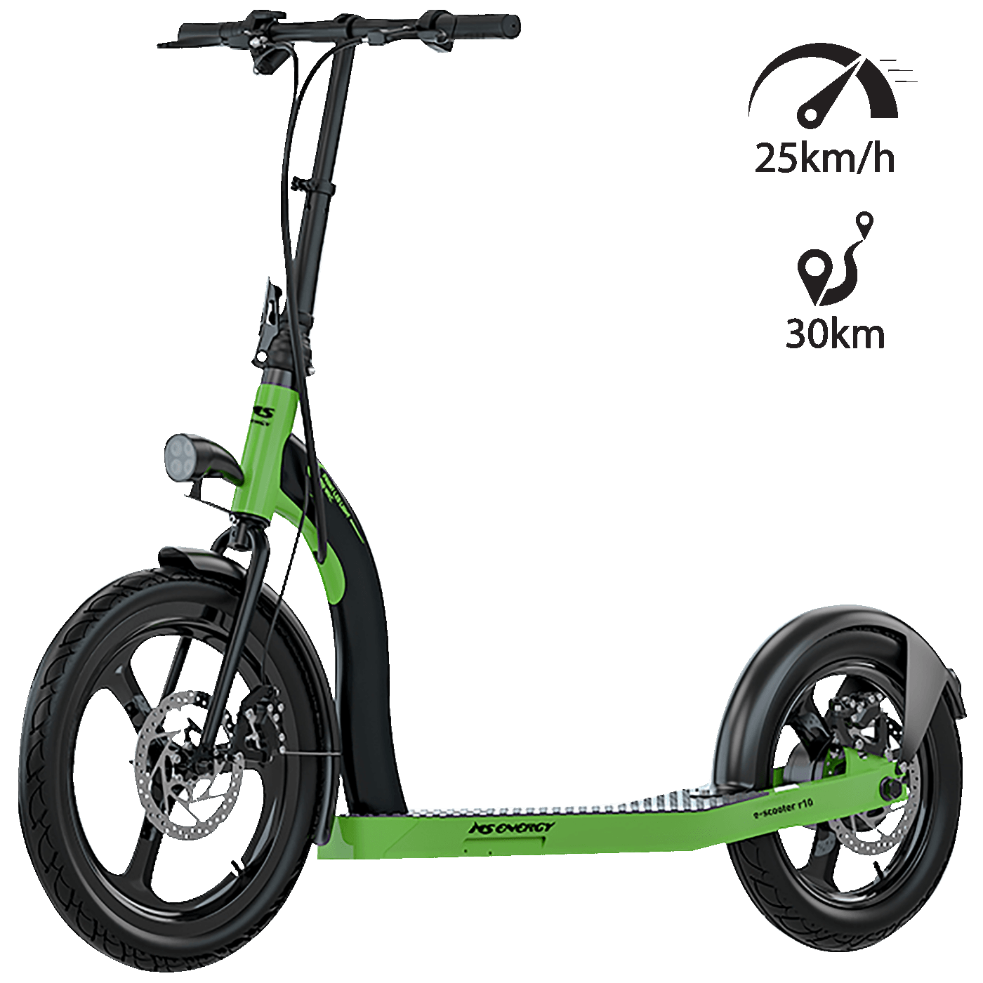 MS Energy Električni Romobil, 20/16" točkovi, 25 km/h, Domet do 30 km - r10 black / green