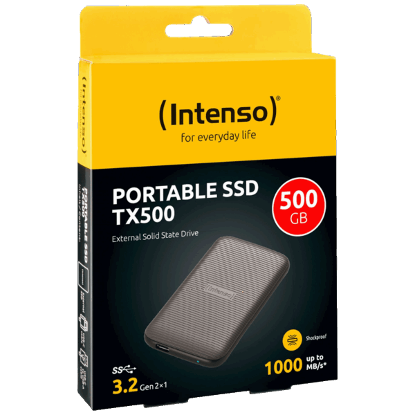 (Intenso) Eksterni SSD, do 1000 MB/s, kapacitet 500GB, USB 3.2 - External SSD TX500 500GB