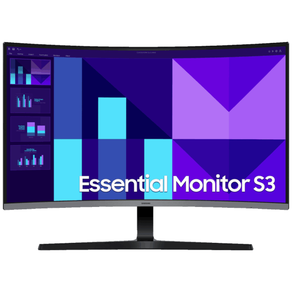 Samsung Monitor 32", Zakrivljeni, FullHD, Essential S3, HDMI, VGA - LS32D396GAUXEN