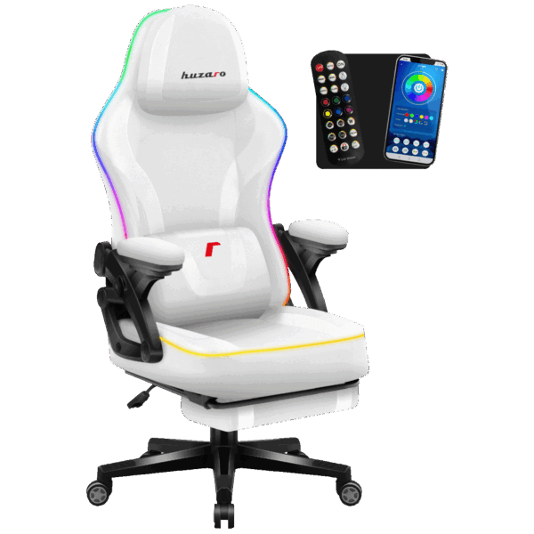 Huzaro Gaming stolica, RGB, Bluetooth - 4.6 White Mesh RGB Smart