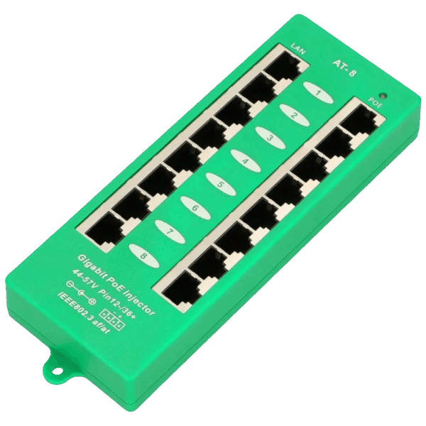 Extralink PoE Injector sa 8 Gigabit 802.3at/af porta, Mode A, aktivni - 8 Port Gigabit PoE Injector
