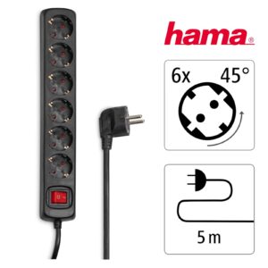Produžni kabl Hama, 6 utičnica, sa prekidačem, 5 m Produžni kabl Hama, 6 utičnica, sa prekidačem, 5 m