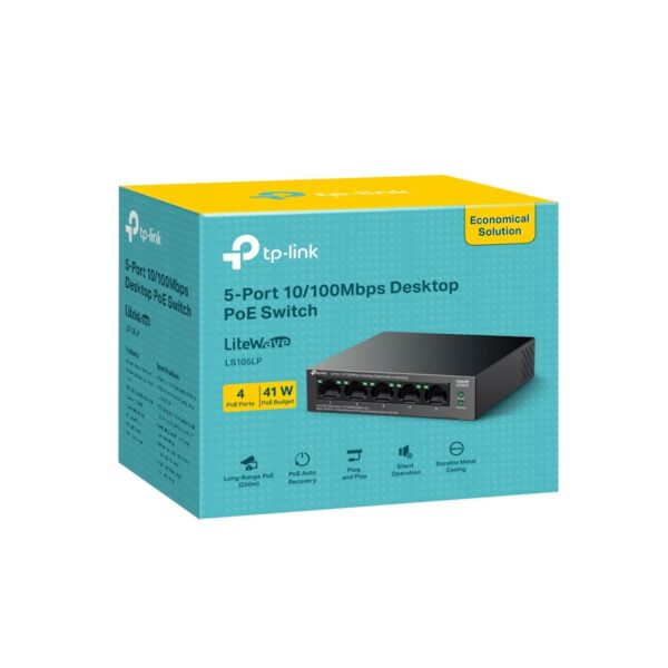 Switch TP-Link Omada 5-Port 10/100Mb, 4-Port PoE+ LS105LP Switch TP-Link Omada 5-Port 10/100Mb, 4-Port PoE+ LS105LP