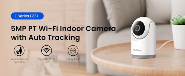 Reolink IP Kamera E serija E331, 5MP, Noćni vid 12m, Dvosmjerna komunikacija, PAN/TILT Reolink IP Kamera E serija E331, 5MP, Noćni vid 12m, Dvosmjerna komunikacija, PAN/TILT