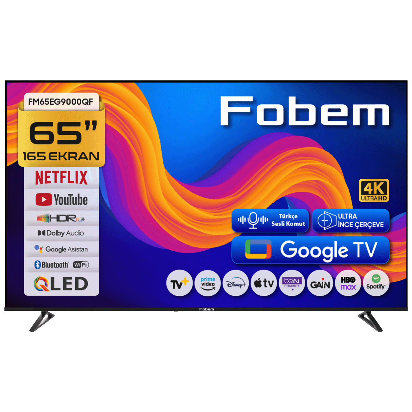Fobem Televizor Smart QLED 1000Hz 4K UltraHD 65", Google TV - FM65EG9000QF