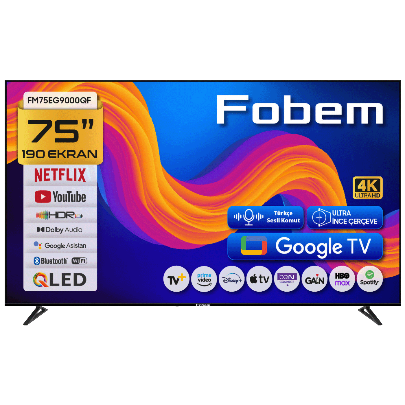 Fobem Televizor Smart QLED 1000Hz 4K UltraHD 75", Google TV - FM75EG9000QF