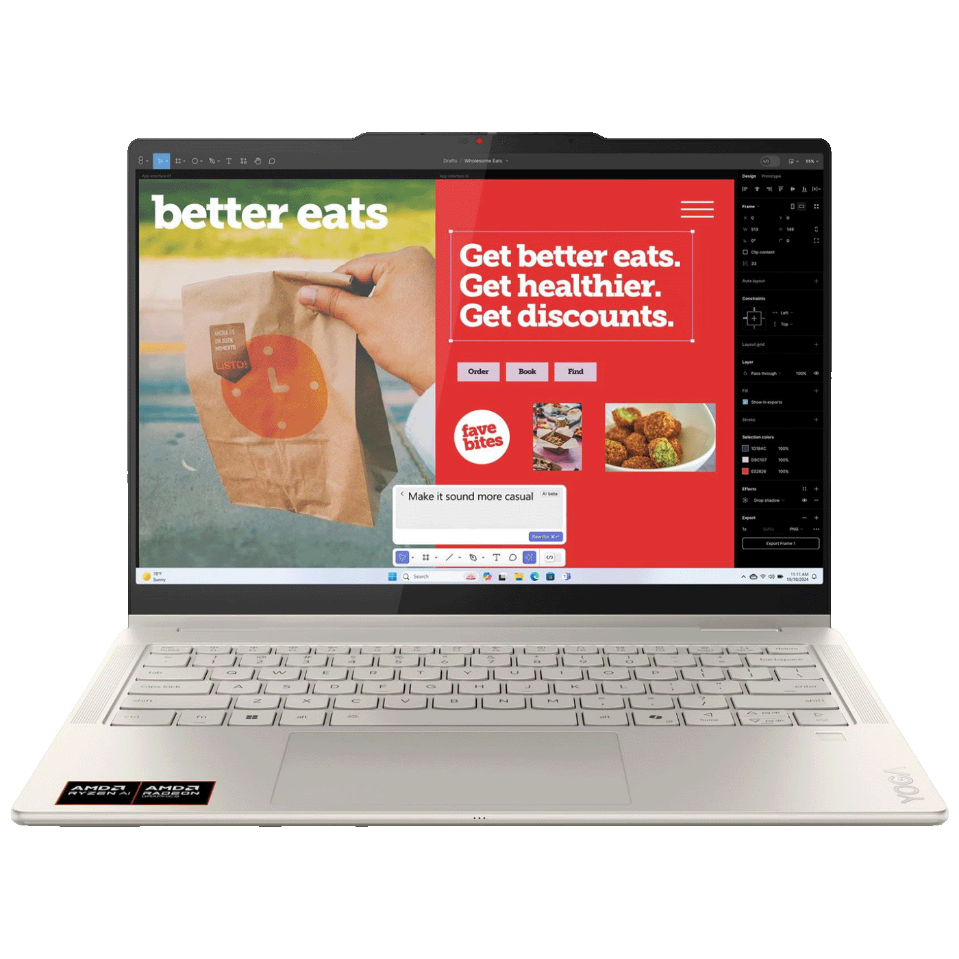 Lenovo Laptop 14", AMD Ryzen AI 5 340, 16GB, SSD 512 GB, Win11 Home - Yoga 7 14AKP10; 83JR0002US